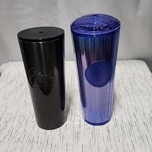 2 Starbucks Tumbler Cold Cup Venti Metal/ 2022 Starbucks - Periwinkle Kaleidosco
